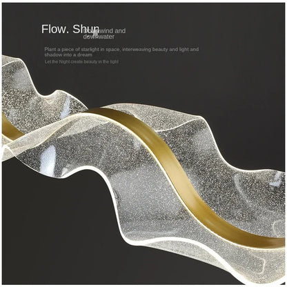 Wave acrylic chandelier measuring 39.4 in (100 cm) in length
