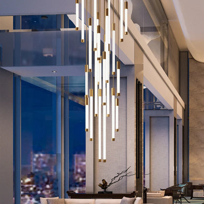 Gold ring chandelier, 31.5 inch diameter with 36 integrated LED strip lights