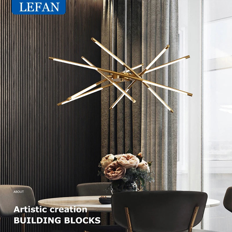 Gold chandelier with ten plated heads and included LED bulbs