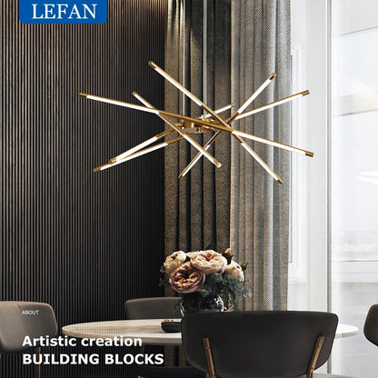 Gold chandelier with ten plated heads and included LED bulbs