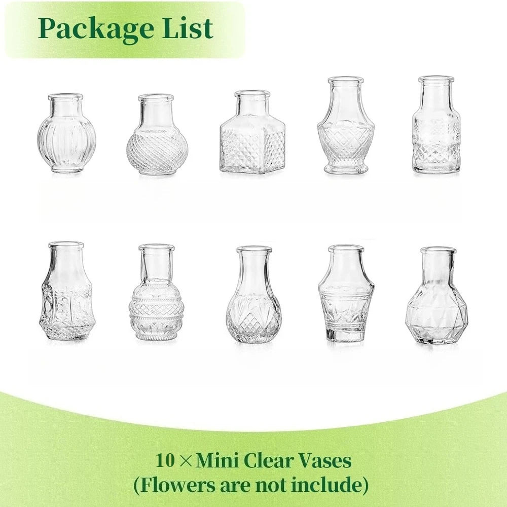 Retro Mini Glass Bud Vase Set Hydroponic Wedding | Aurelia