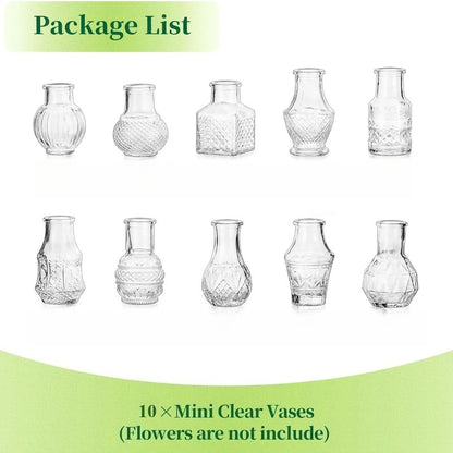 Retro Mini Glass Bud Vase Set Hydroponic Wedding | Aurelia