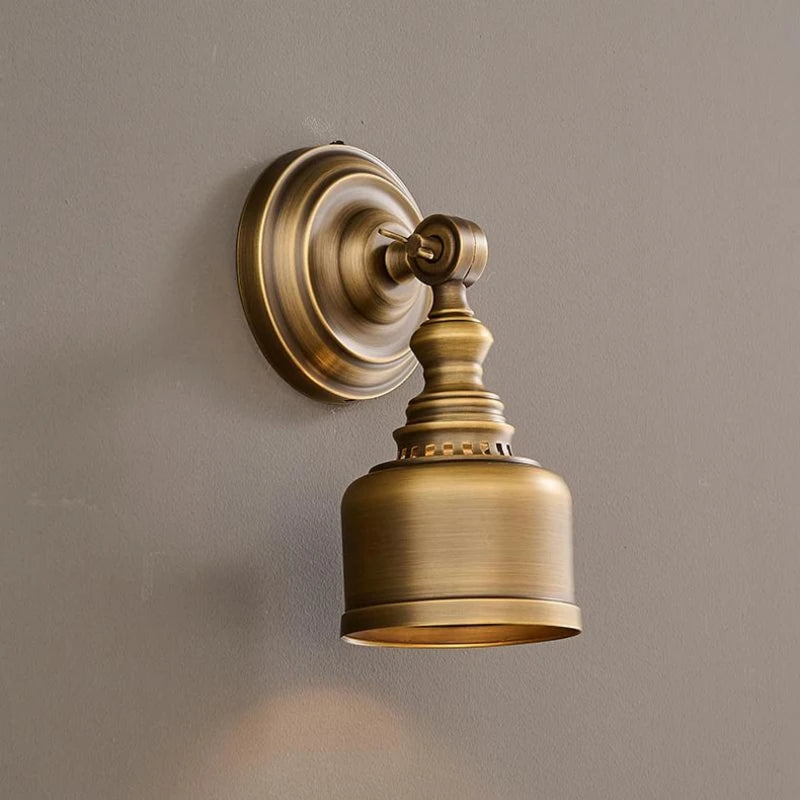 copper brass wall sconce, side profile showing mounting depth