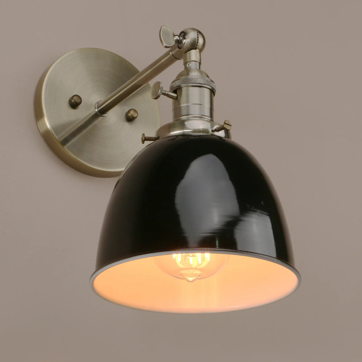 amber wall sconce, side profile showing mounting depth