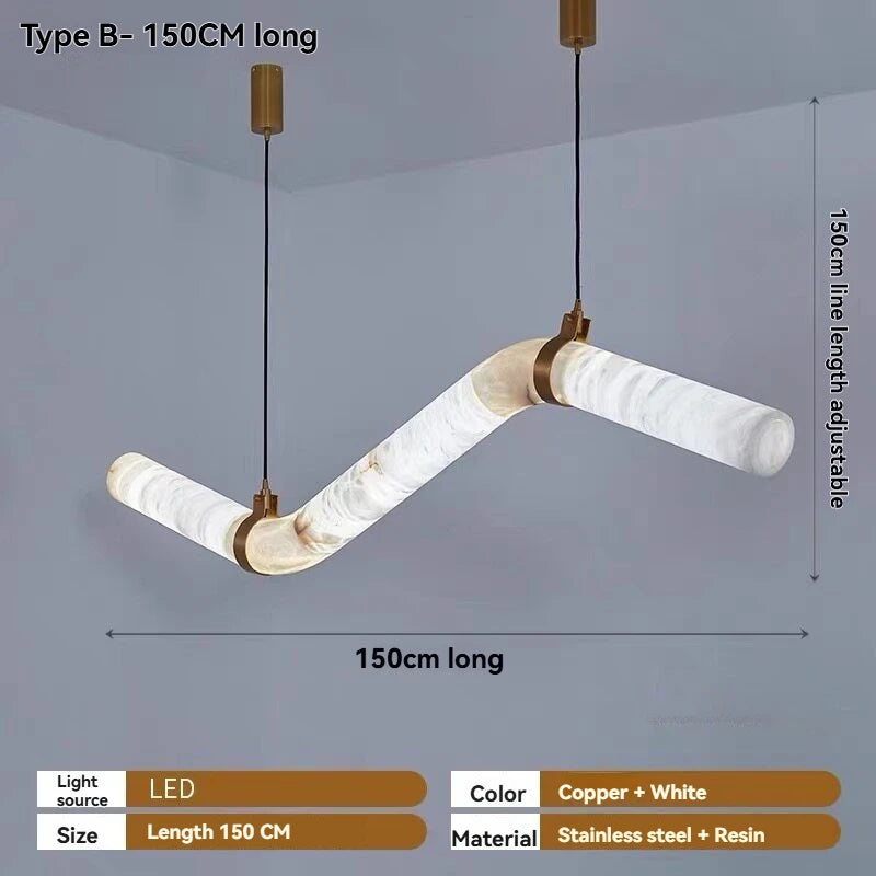Style B wave faux alabaster chandelier with a deeper curved profile