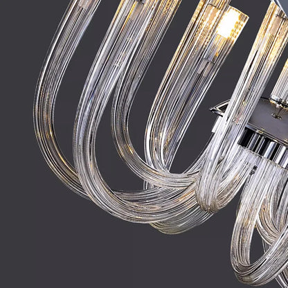 Sixteen head crystal ring chandelier, 31.5 inches wide, over a dining table