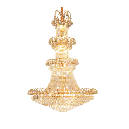 Large 98.4 in tiered crystal chandelier with its LED bulbs included