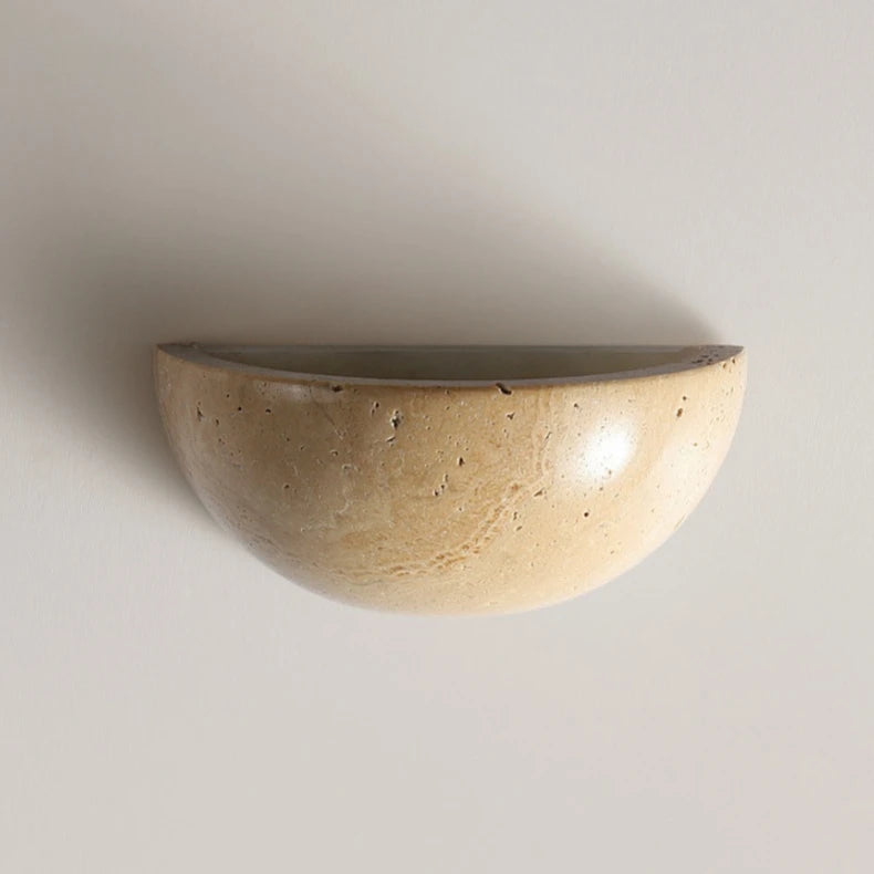 stone wall sconce, close-up of shade and hardware detail