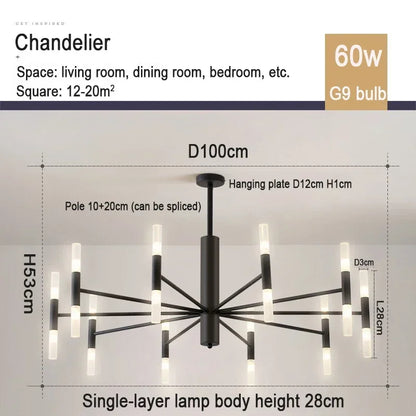 Plated metal arm and LED socket detail on the blooming chandelier