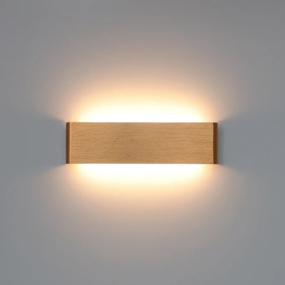 gold aluminum wall sconce, side profile showing mounting depth