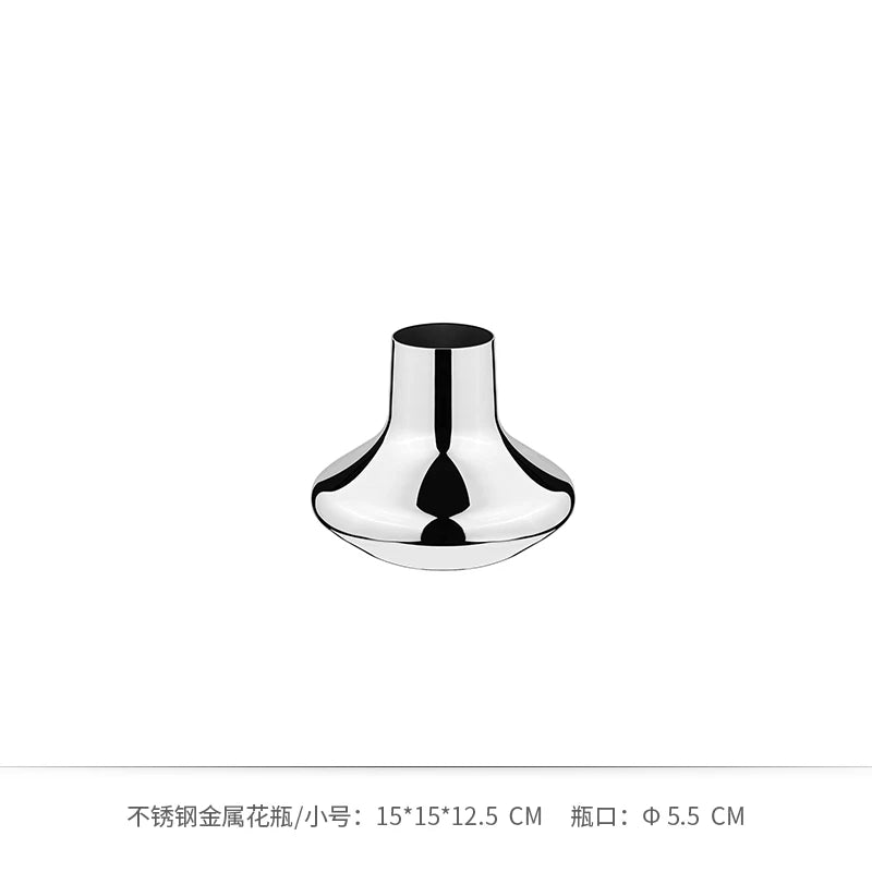 Creative stainless steel mirror circle vase luxury home décor
