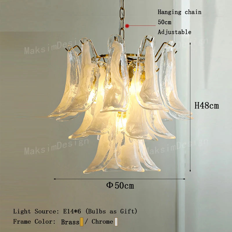 Vintage style glass chandelier at 30.0 in across with brass fittings