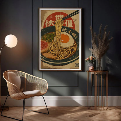 Japanese Ramen Cat Anime Canvas Wall Art
