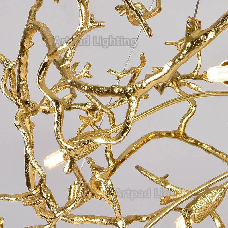 Crystal branch chandelier dimmable with a dimmer, 90 to 260V operation