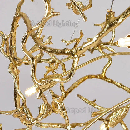 Crystal branch chandelier dimmable with a dimmer, 90 to 260V operation
