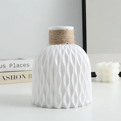 Water ripple Nordic vase with dried botanical arrangement on desk