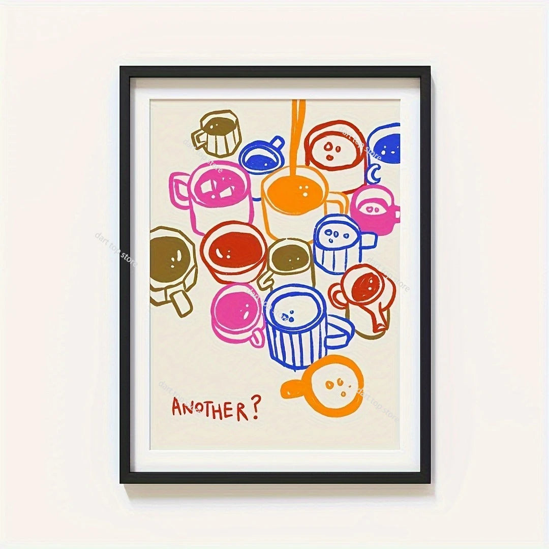 Coffee Lover Cartoon Animal Canvas Wall Art