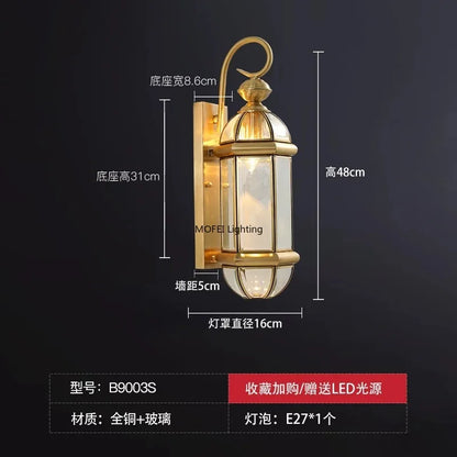 European Copper LED Outdoor Wall Sconce