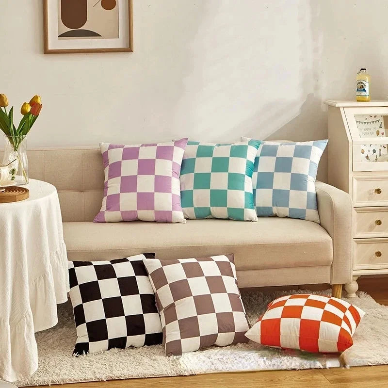 Checkerboard Plush Throw Pillow Cover — alternate view