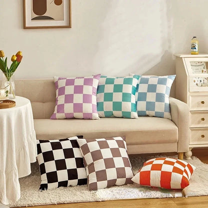 Checkerboard Plush Throw Pillow Cover — alternate view