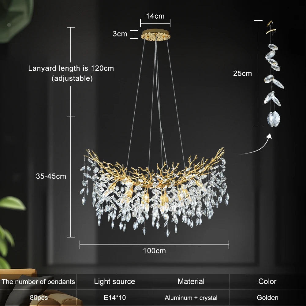 Linear crystal chandelier, 47.2 inches long, on semi-flush mounting