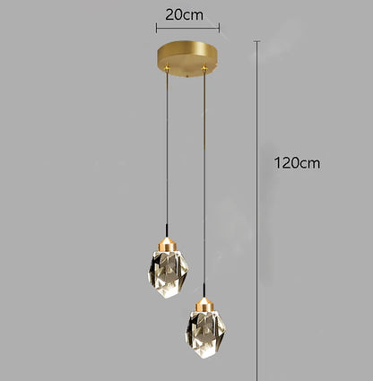Two head crystal chandelier, 7.9 in across, with a 47.2 in drop