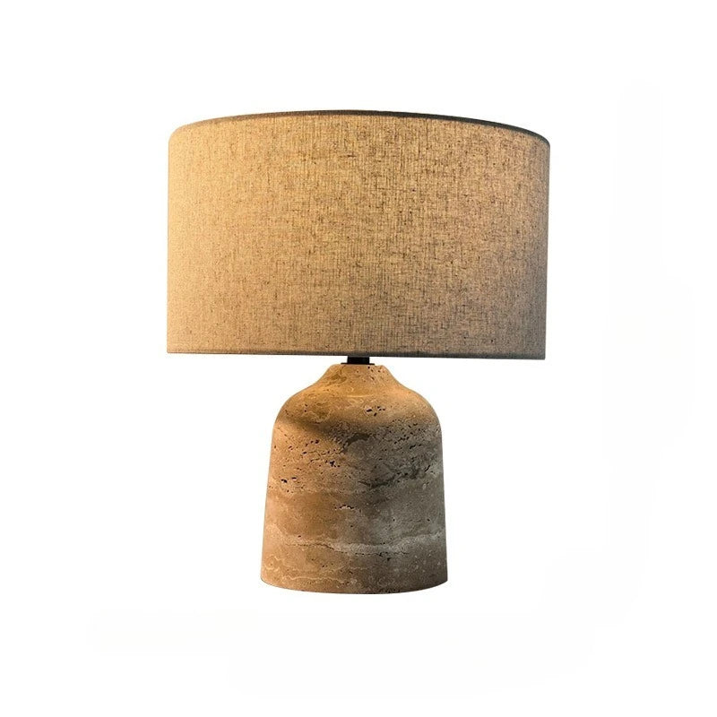 Marble table lamp 32x37cm with warm white fabric lampshade
