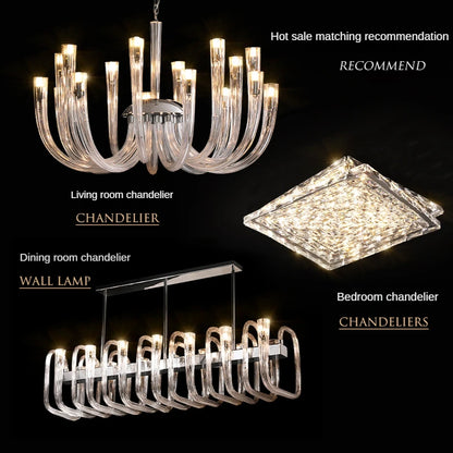 U shaped glass chandelier with a knob switch on a cord pendant