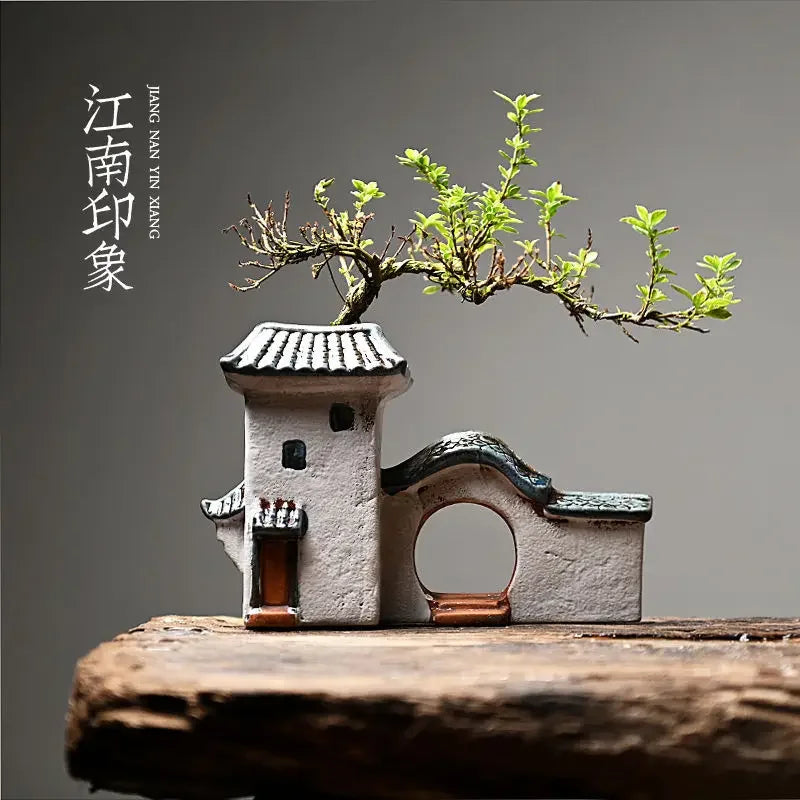 Huizhou ceramic flower pot courtyard aquascape ornament
