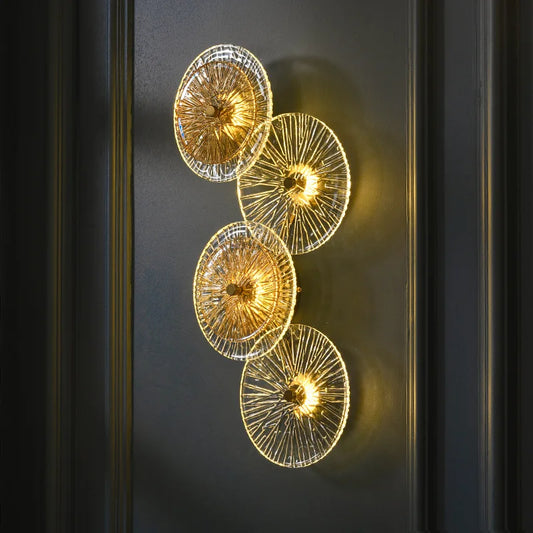 glass wall sconce, front view on white background