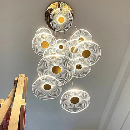 Minimalist staircase cascade chandelier with slim acrylic rods