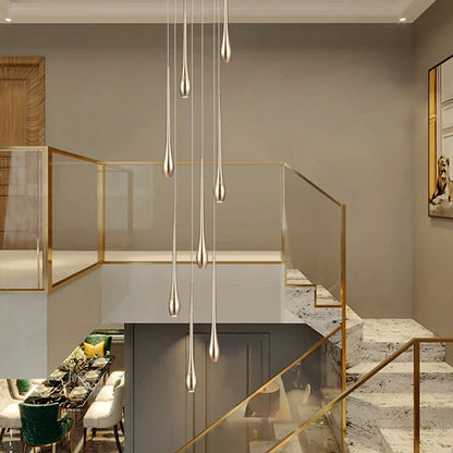 Gold plated aluminium chandelier with sensor and remote switching