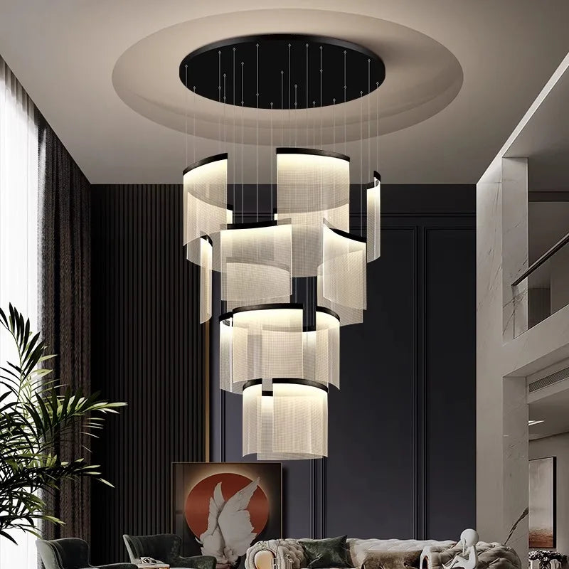 Modern acrylic stairwell chandelier with acrylic heads on iron