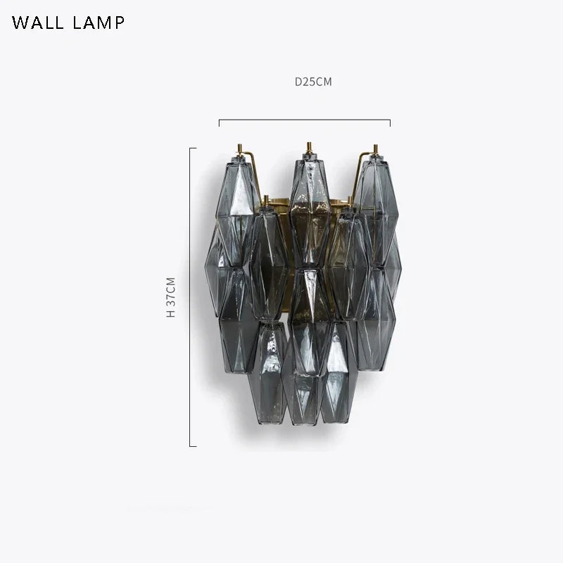 Glass chandelier in a 100 centimetre linear format with polished steel finish