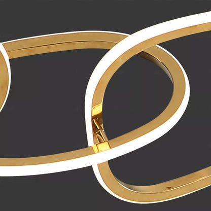 Five ring acrylic chandelier at 120 centimetres with warm white light