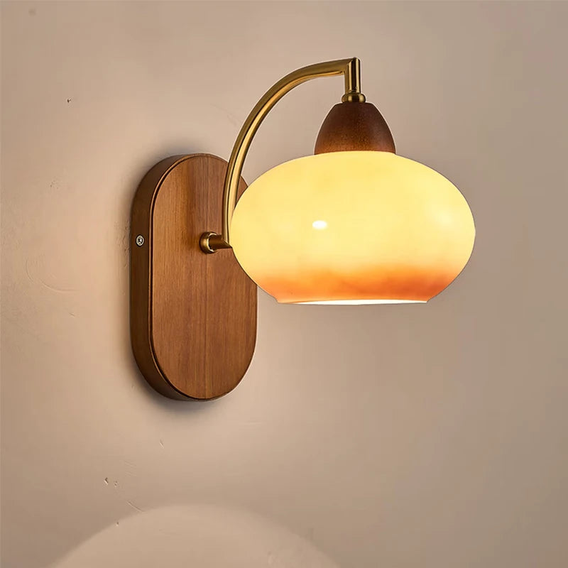 glass wall sconce, front view on white background