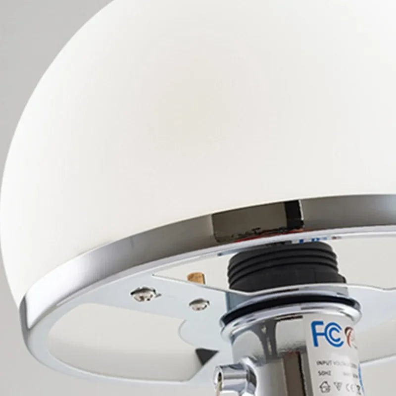Danish white glass lamp side profile showing minimalist silhouette