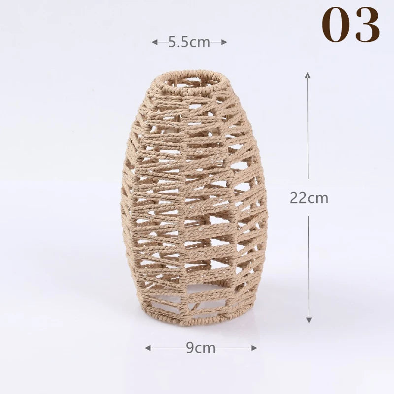 Beige hand woven chandelier shade profile 05 in paper rope