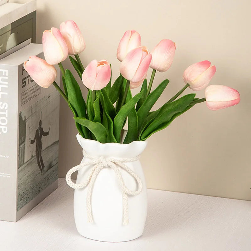 Nordic plastic bow vase in living room shelf display
