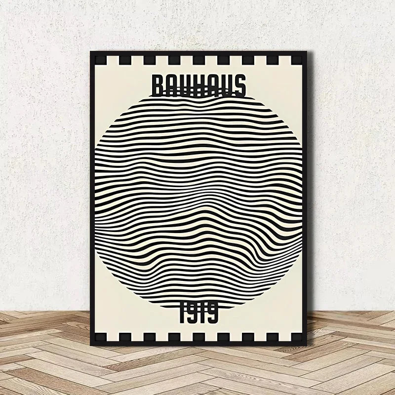 Abstract Bauhaus Geometric Line Art Canvas Wall Art