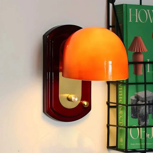 glass wall sconce, front view on white background