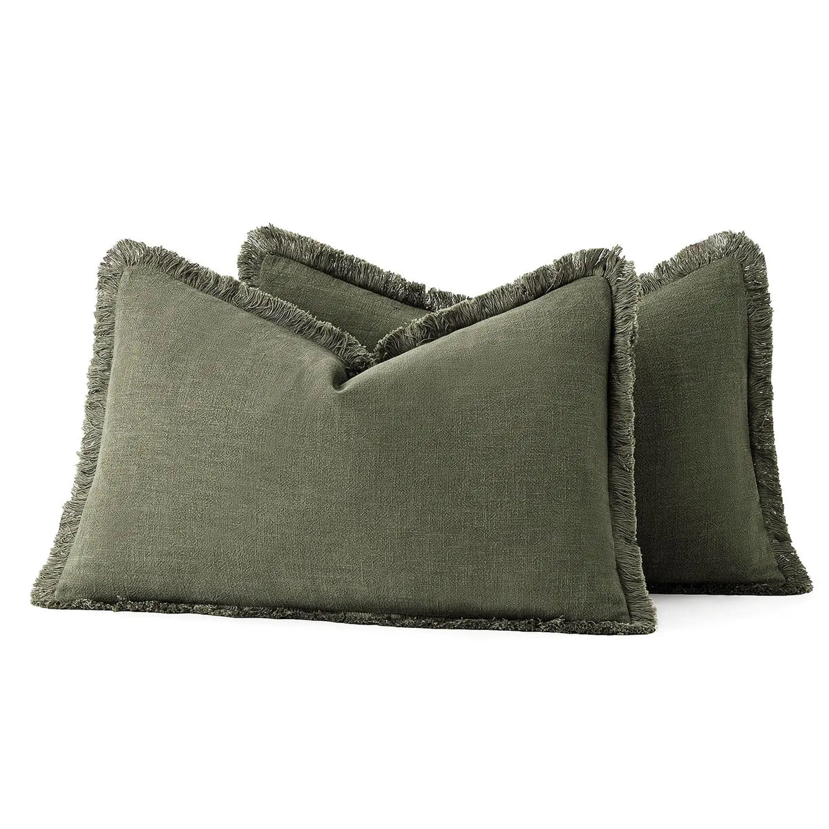 Linen Tassel Lumbar Pillow Cover — styling detail