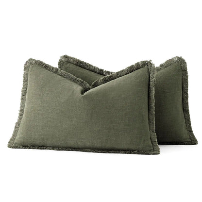 Linen Tassel Lumbar Pillow Cover — styling detail