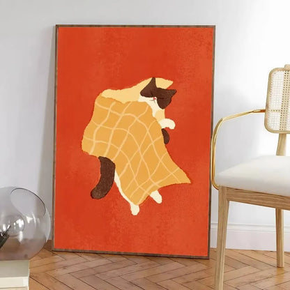 Colorful Cat Interior Canvas Wall Art