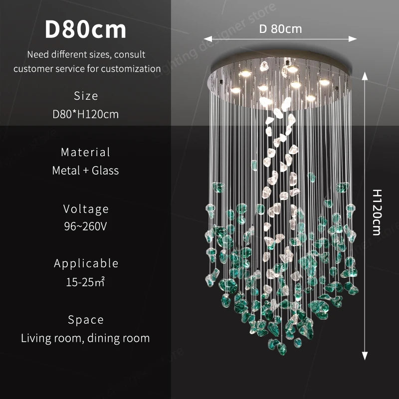 Green Stone Glass Chandelier