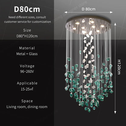 Green Stone Glass Chandelier
