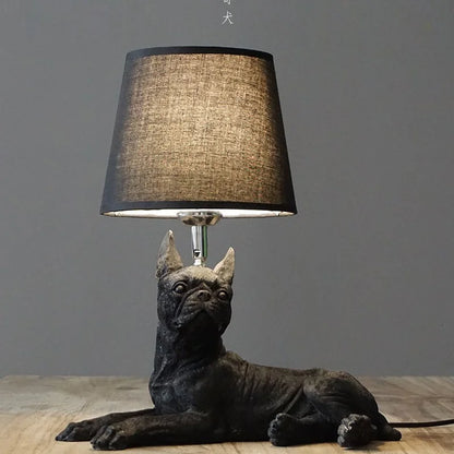Puppy dog lamp white variant US plug overhead view of ceramic form