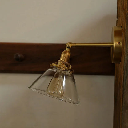 glass bathroom wall sconce, side profile showing mounting depth
