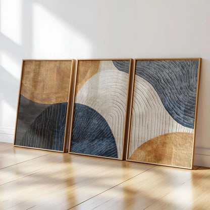 Japandi Nature Abstract Triptych 3-Piece Canvas Set