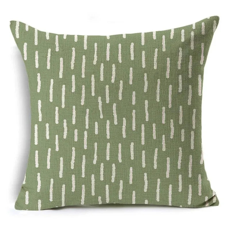 Green Floral Print Pillow Cover — detail